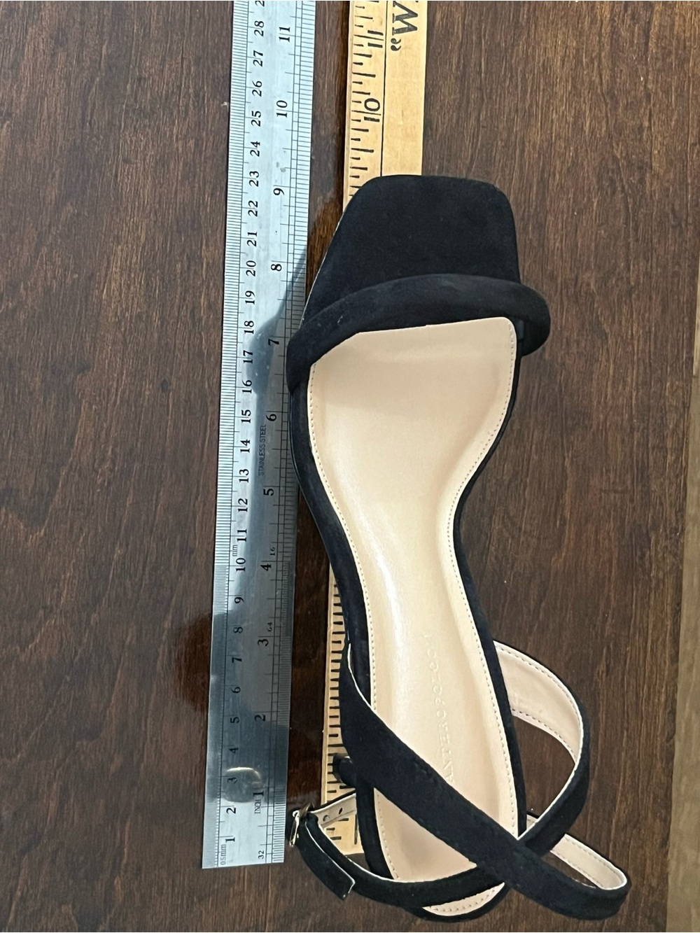 By Anthropologie Square-Toe Ankle-Strap Black Heels Size 39 - Picture 8 of 8